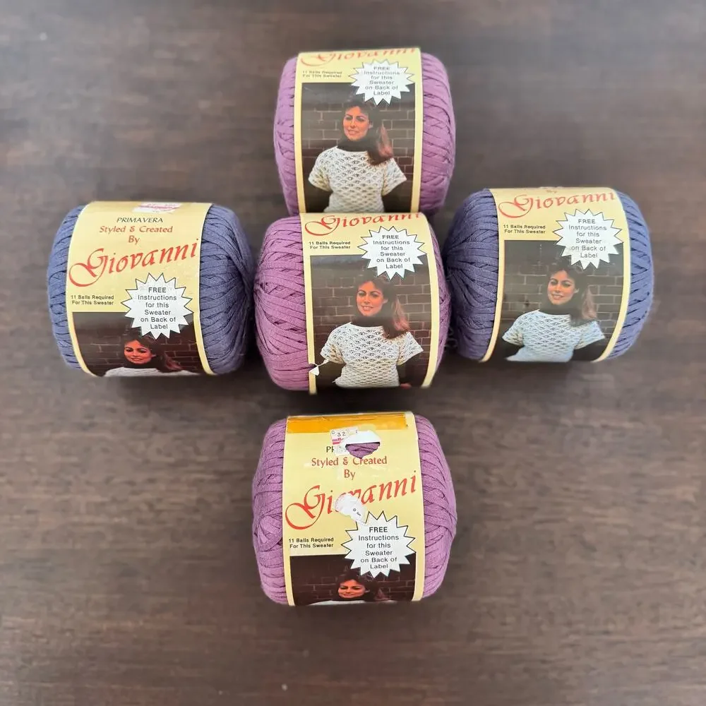 VTG Craft Yarn 1985 3 Rolls Purple 2 Blue Mothproof Made Italy 50 Grams Cotton